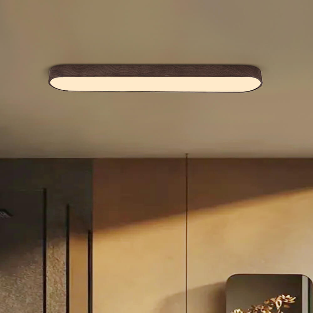 Nordic Glow LED Ceiling Flush Mount Oval with Wood Accent
