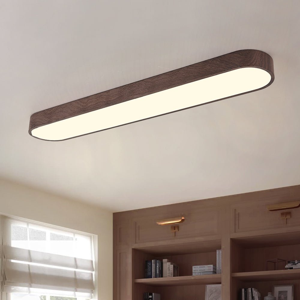 Nordic Glow LED Ceiling Flush Mount Oval with Wood Accent