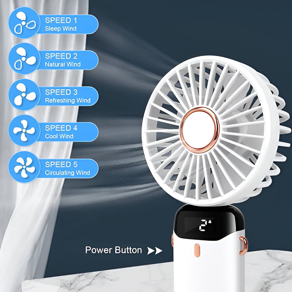 Genopladelig håndholdt ventilator