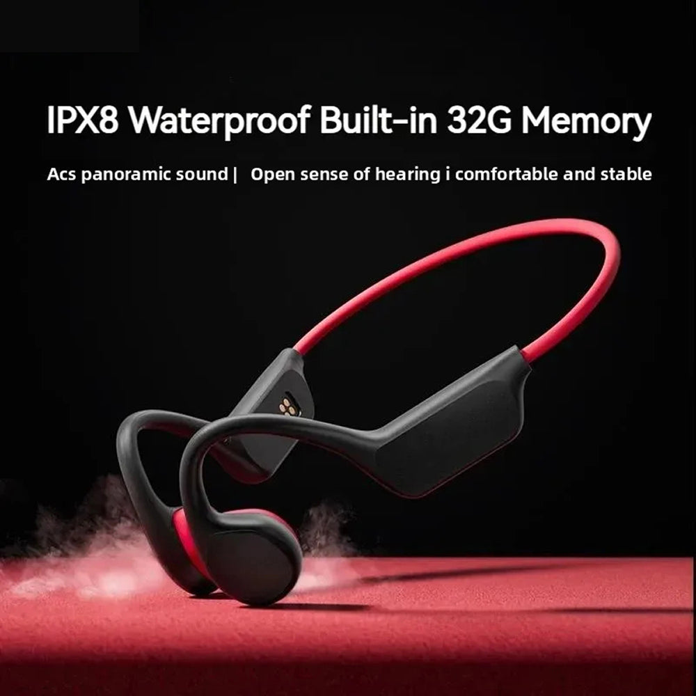 Kemik İletimli Yüzme Kulaklıkları, IPX8 Su Geçirmez, 32GB, 12 Saat Pil, MP3 Bluetooth