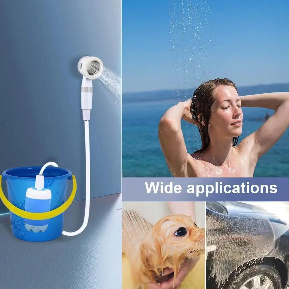 Ladattava USB-käyttöinen retkikäyttöinen suihku säädettävällä vesiruiskulla, kannettava