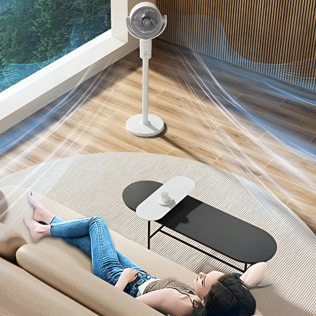 Pěti rychlostní stojanový ventilátor v bílé barvě s oscilací pro domácí použití