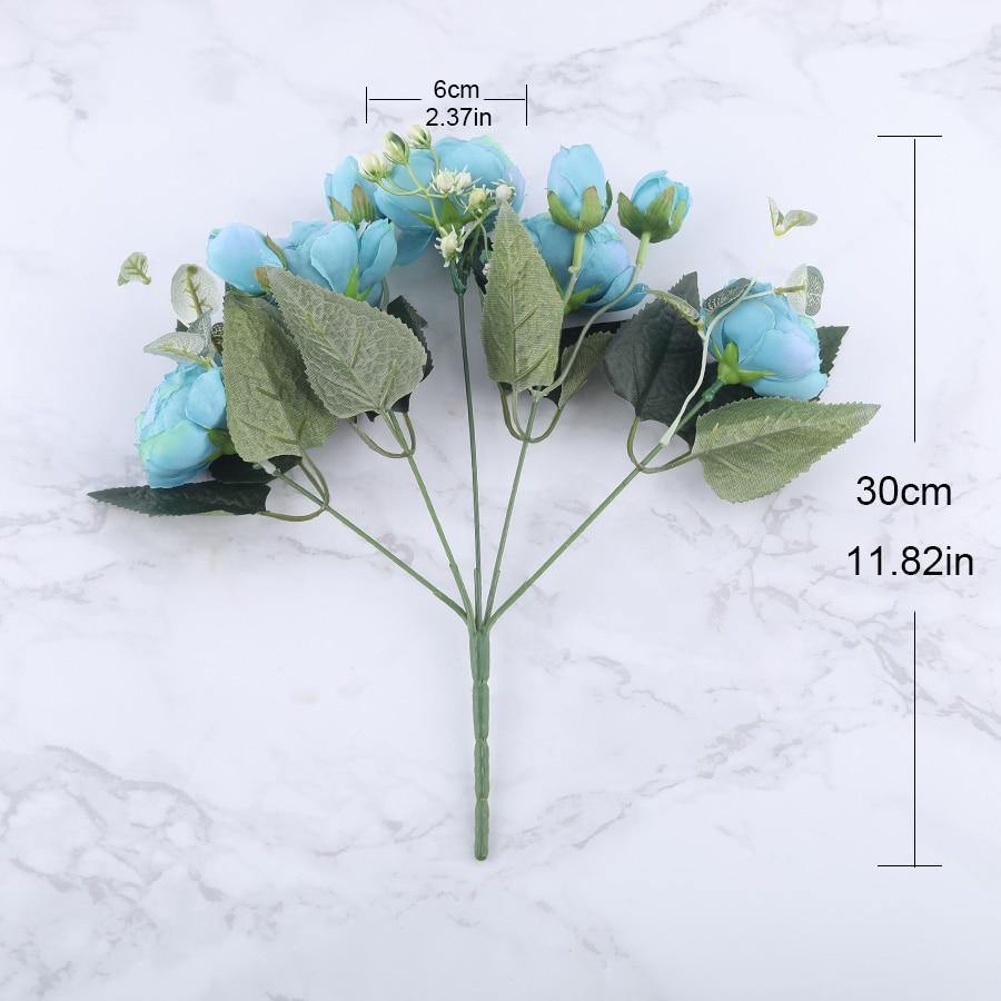 12-Inch Silk Faux Peonies, 9-Piece Artificial Flowers Set