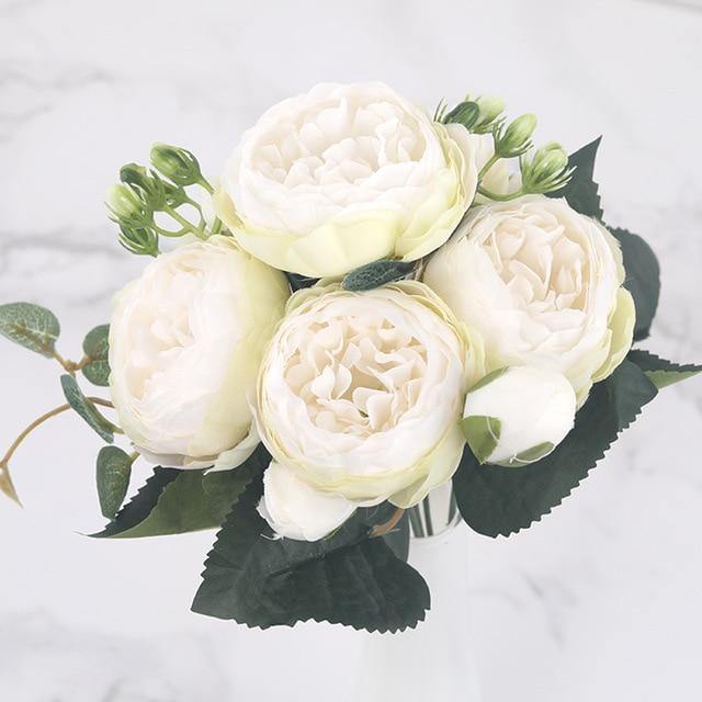 12-Inch Silk Faux Peonies, 9-Piece Artificial Flowers Set
