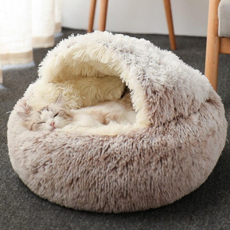 Yuvarlak Peluş Rahatlatıcı Kedi Mağarası