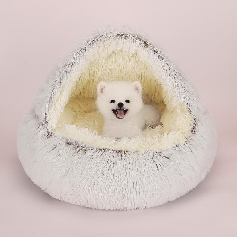 Yuvarlak Peluş Rahatlatıcı Köpek/Kedi Mağara Yatağı