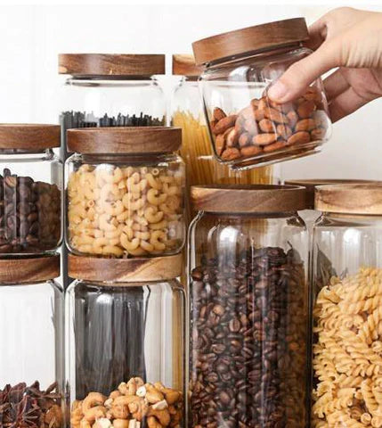 Acacia & Glass Storage Containers
