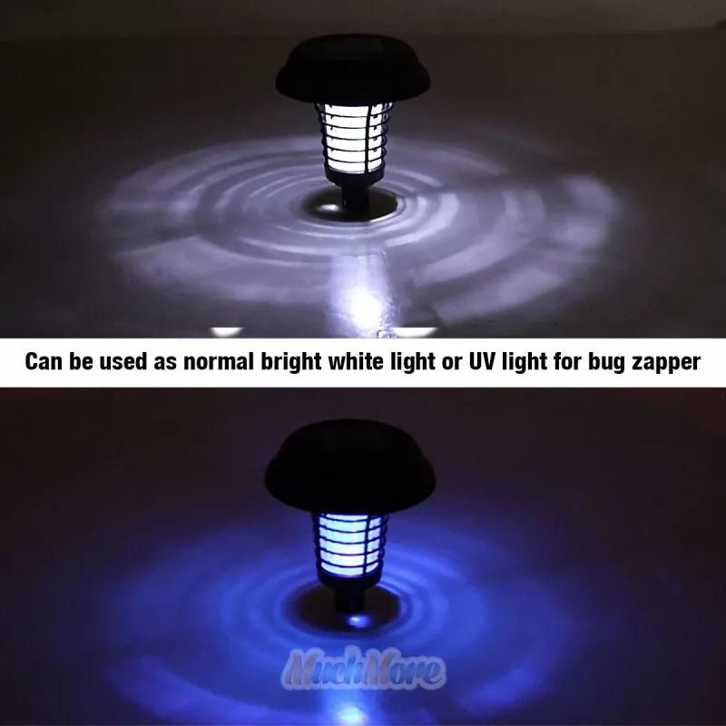 Solcellsdriven LED-mygglampa med UV-ljus och automatisk funktion