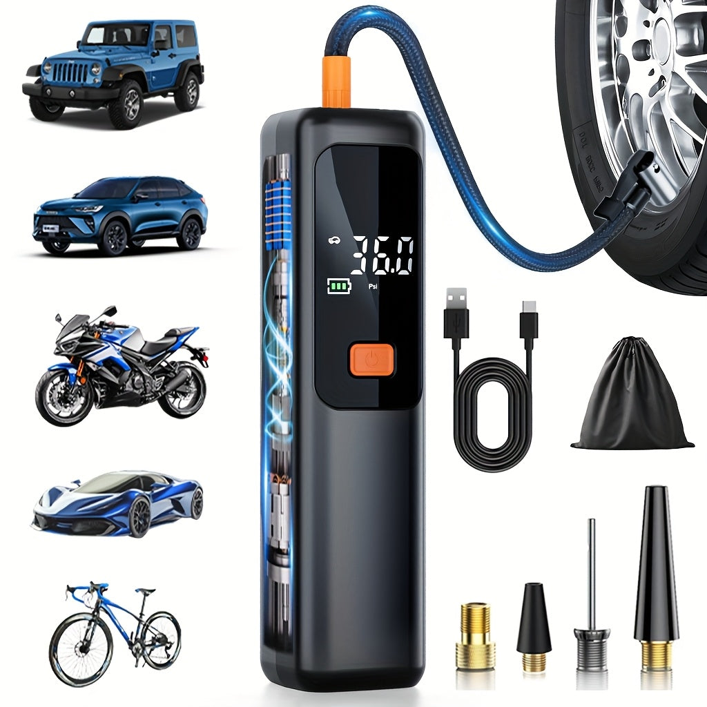Rechargeable Tire Inflator With LCD Display And Auto Shutoff 150 PSI