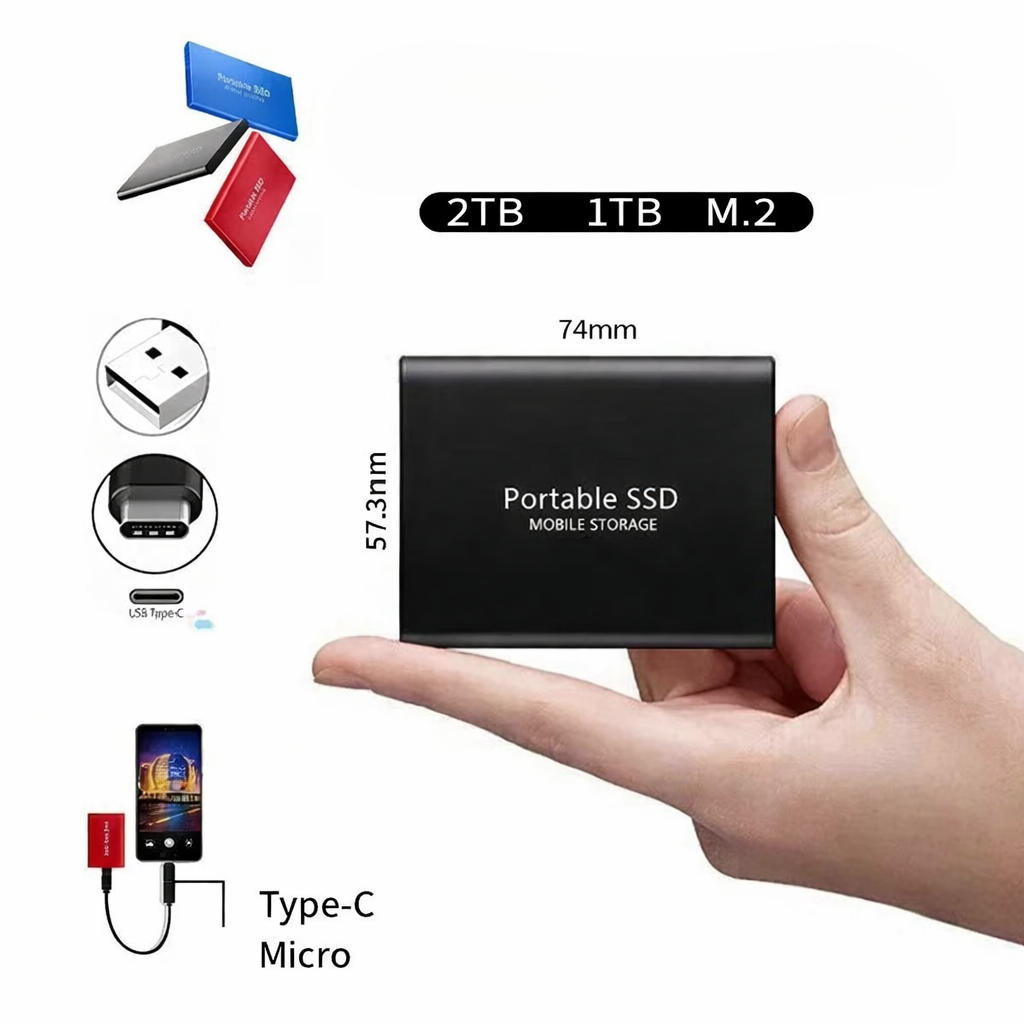 SSD esterno portatile da 2TB, unità solida ultra-veloce di dimensioni tascabili