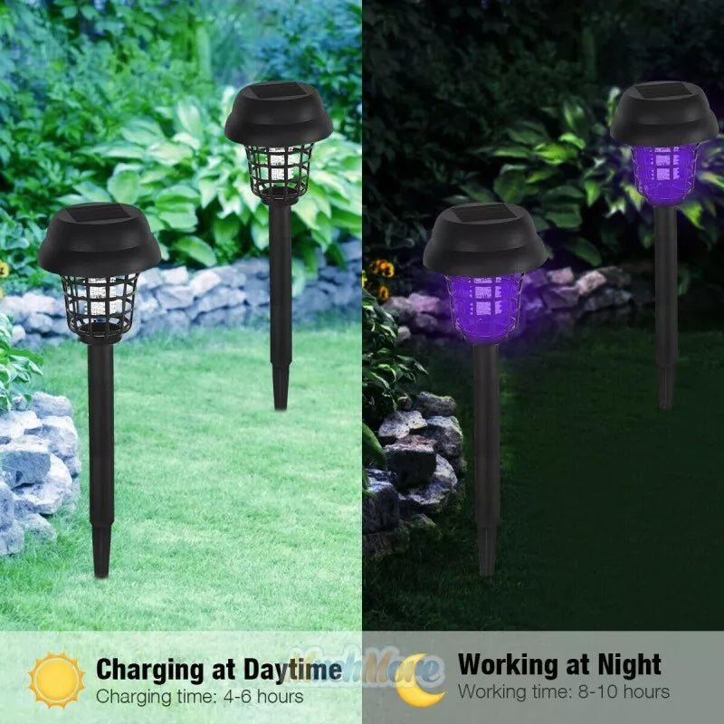 Solcellsdriven LED-mygglampa med UV-ljus och automatisk funktion