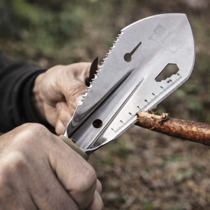 Compact Garden Shovel With Hardened Steel And Serrated Edge For Multiple Tasks