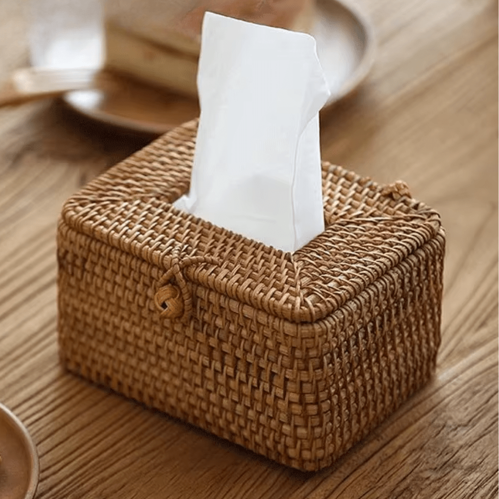 DECORATT Rattan Look Holder For Tissue Box With Handcrafted Style