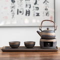 Japanisches Keramik-Teeset mit Warmhalter, 300 ml Teekanne und zwei Tassen