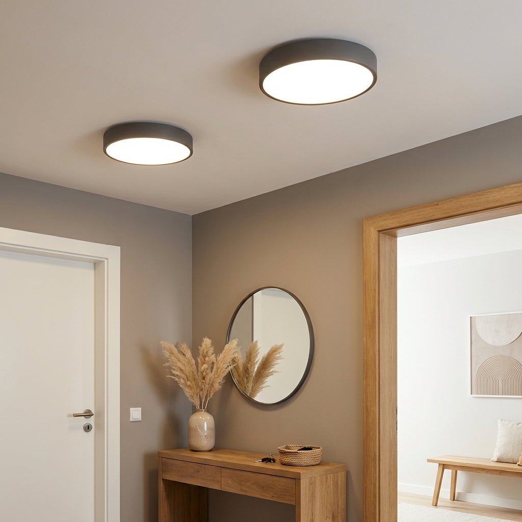 Plafonnier LED rond encastré avec corps en fer ultra fin et abat-jour en acrylique