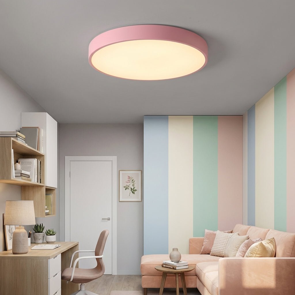 Plafonnier LED rond encastré avec corps en fer ultra fin et abat-jour en acrylique