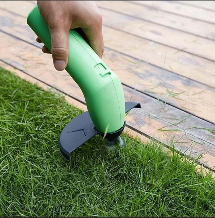 Bezprzewodowa mini podkaszarka z 63 cm trzonkiem, zasilana bateriami AA, lekka