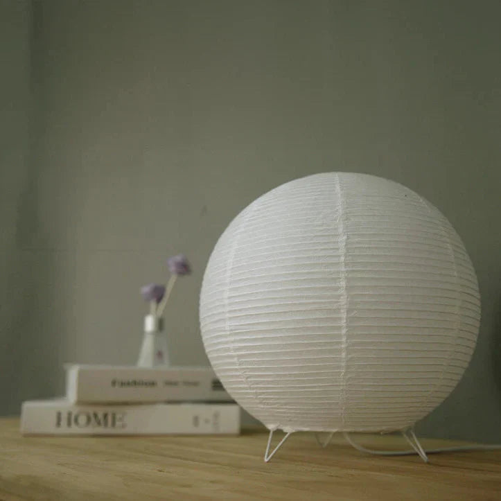 Elegant Table Lamp With Rice Paper Spherical Shade