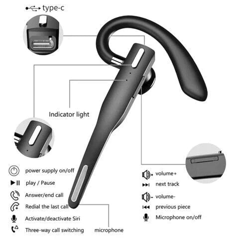 Drivexa Dual-Mic Wireless Headset with Bluetooth 5.1