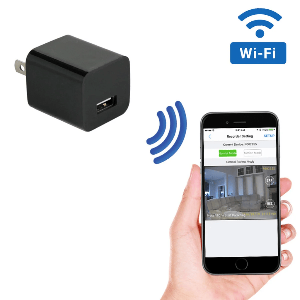 1080P HD WiFi-streaming + bevægelsesaktiveret optagelse USB-vægoplader skjult kamera