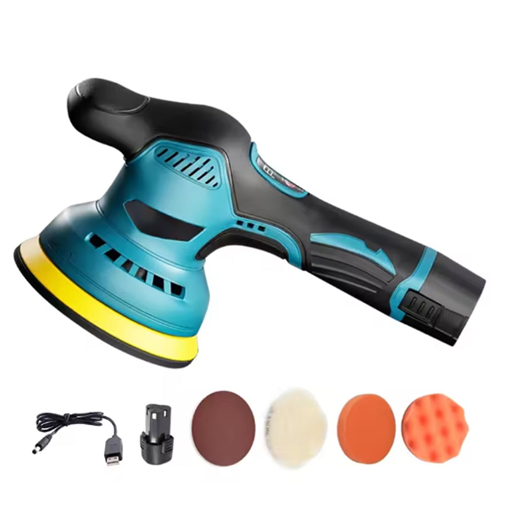 Lucidatrice per auto cordless con doppia azione e trasmissione orbitale, 8 velocità, batteria 12V