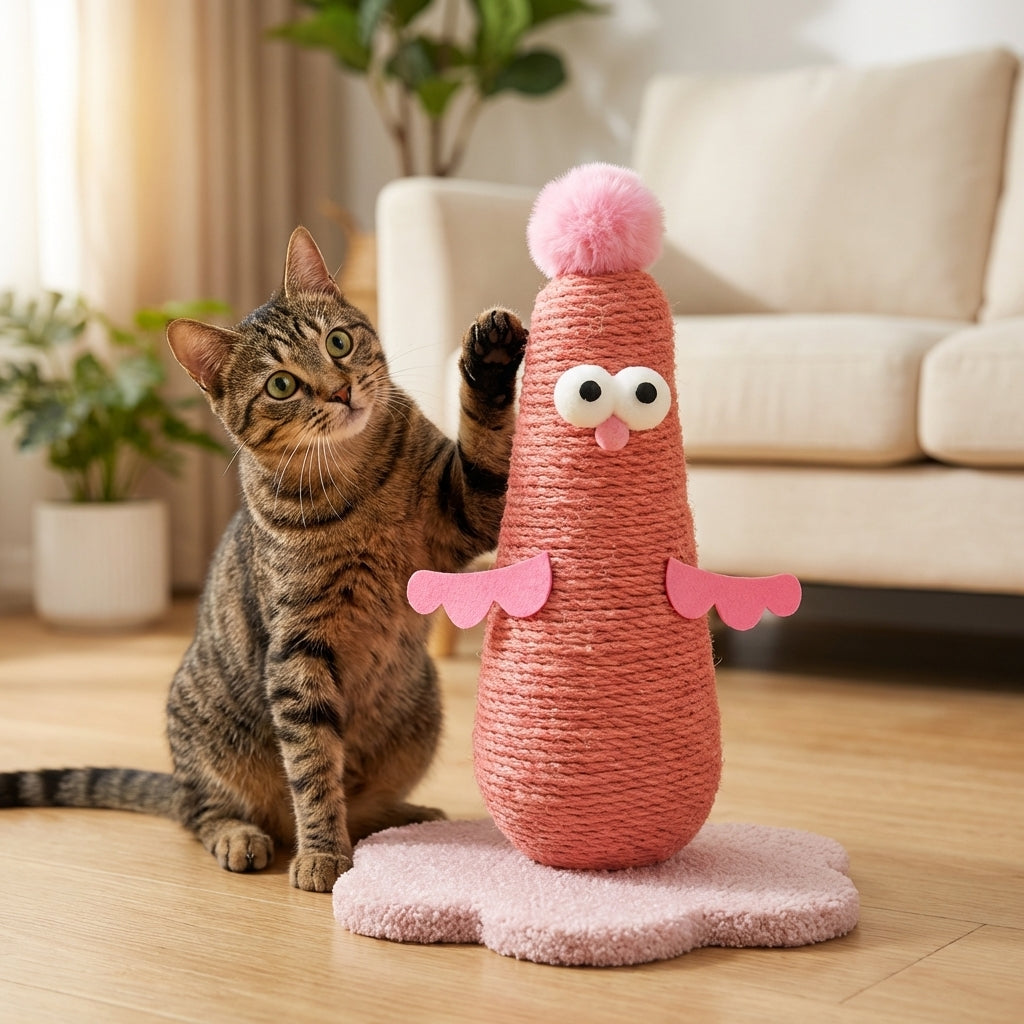 Škrabadlo pro kočky ve tvaru kuřete ze sisalu, malé nebo velké