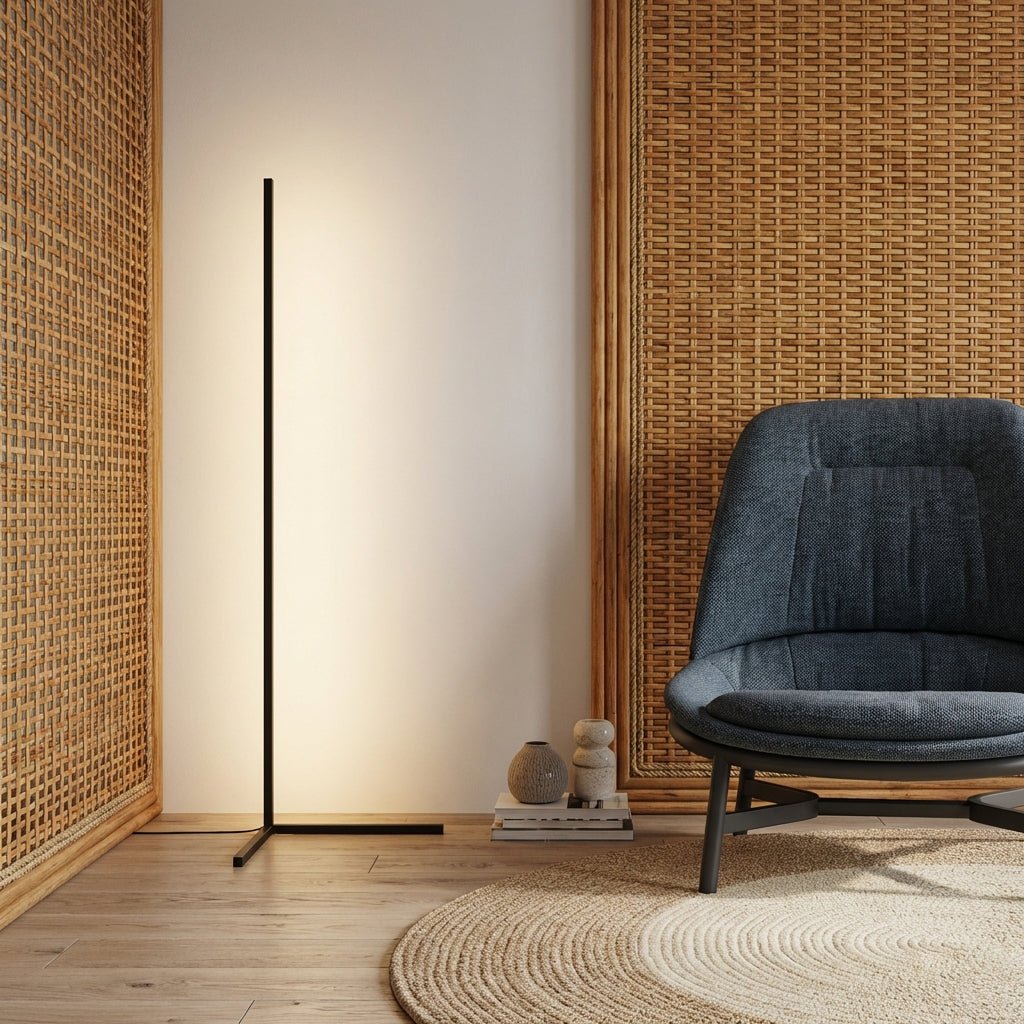 Hjørne LED Gulvlampe Med RGB Og Dimmbar Opp Ned Belysning Minimalistisk 142cm