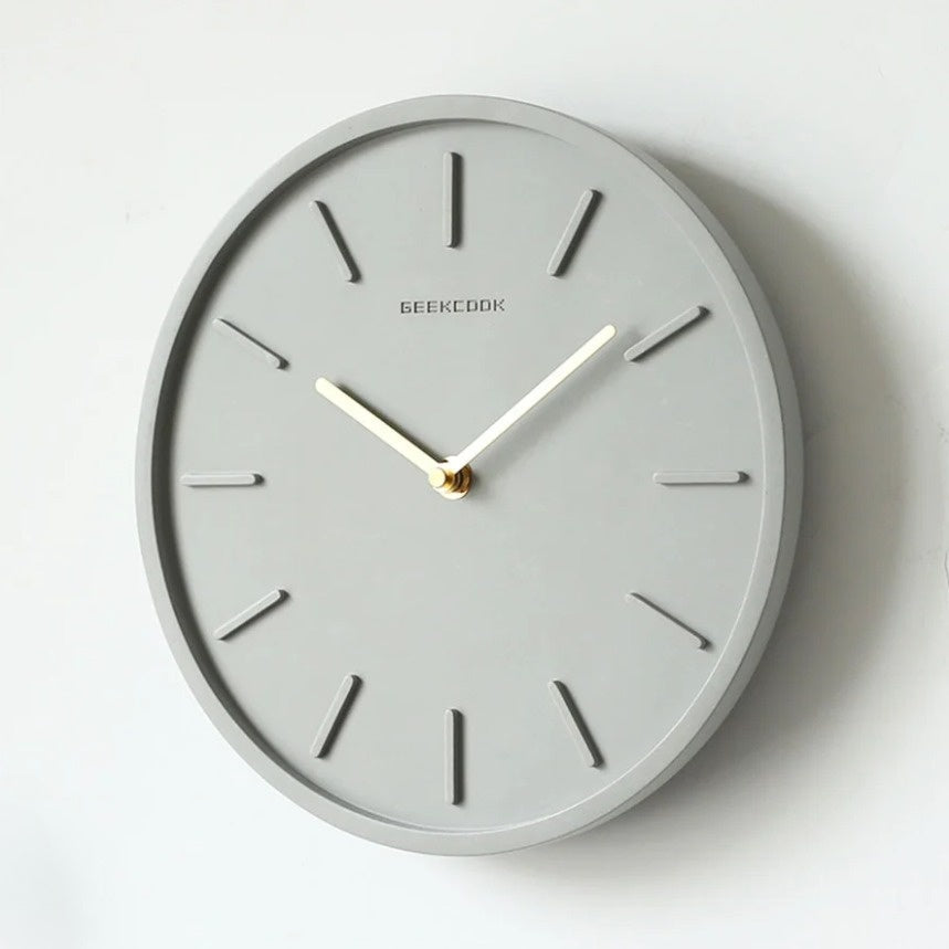 Lundra | Scandinavian Cement Wall Clock With Metal Pendant | Orntli