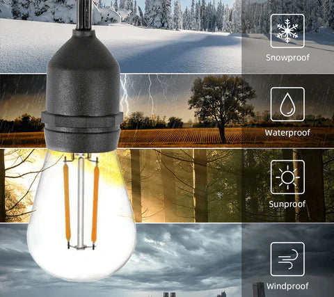 Wodoodporne zewnętrzne lampki łańcuchowe LED do wtyczki, ciepłe białe, wytrzymałe