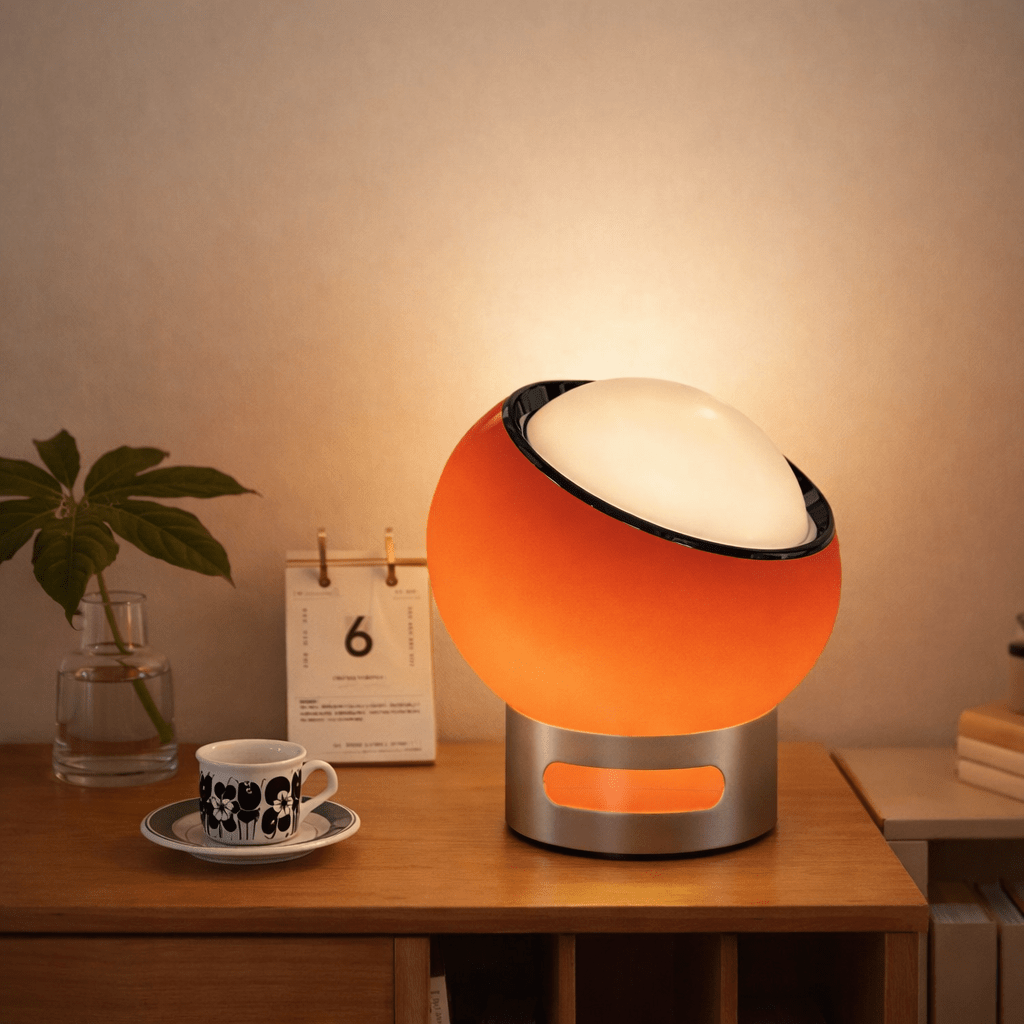 Lampe de table LED en verre opale avec base en acier inoxydable pour chambre et salon