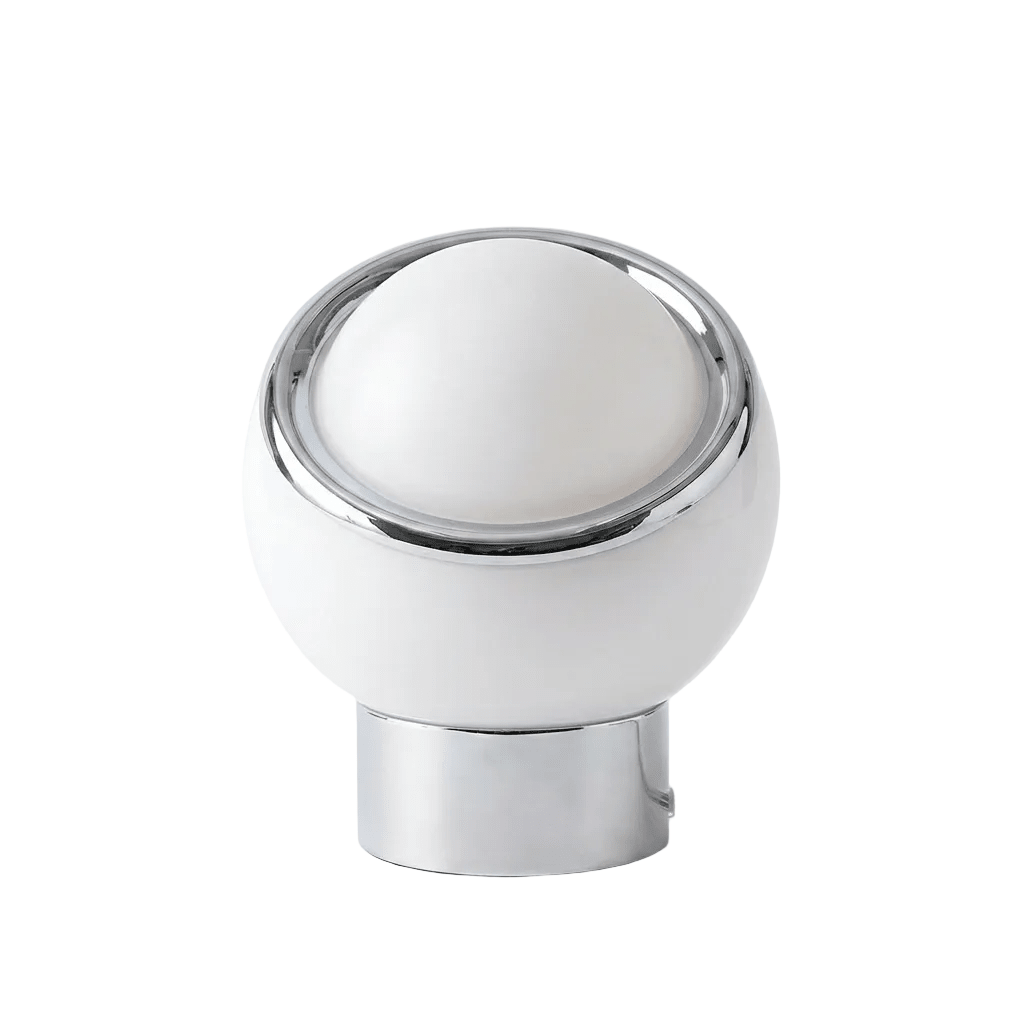Lampe de table LED en verre opale avec base en acier inoxydable pour chambre et salon