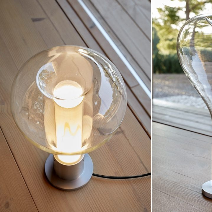 Aurelia Fluid Art-lampe med lava-inspirert glasskulptur og stemningsbelysning