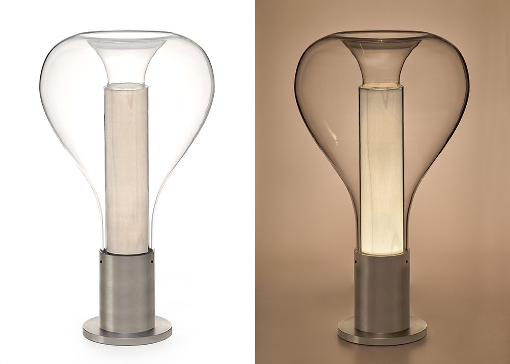 Aurelia Fluid Art-lampe med lava-inspirert glasskulptur og stemningsbelysning