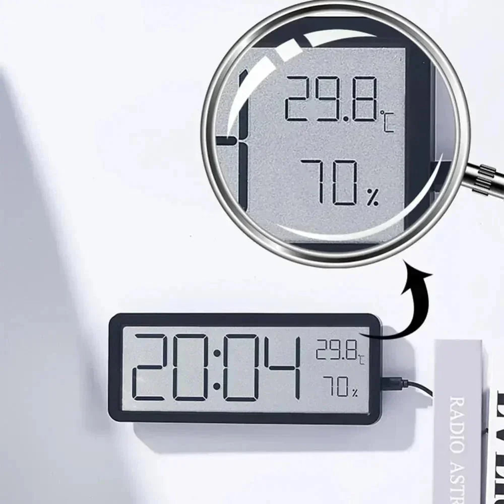TEMPOTIX Digitale Wandklok met Duidelijke Tijd- en Temperatuurweergave