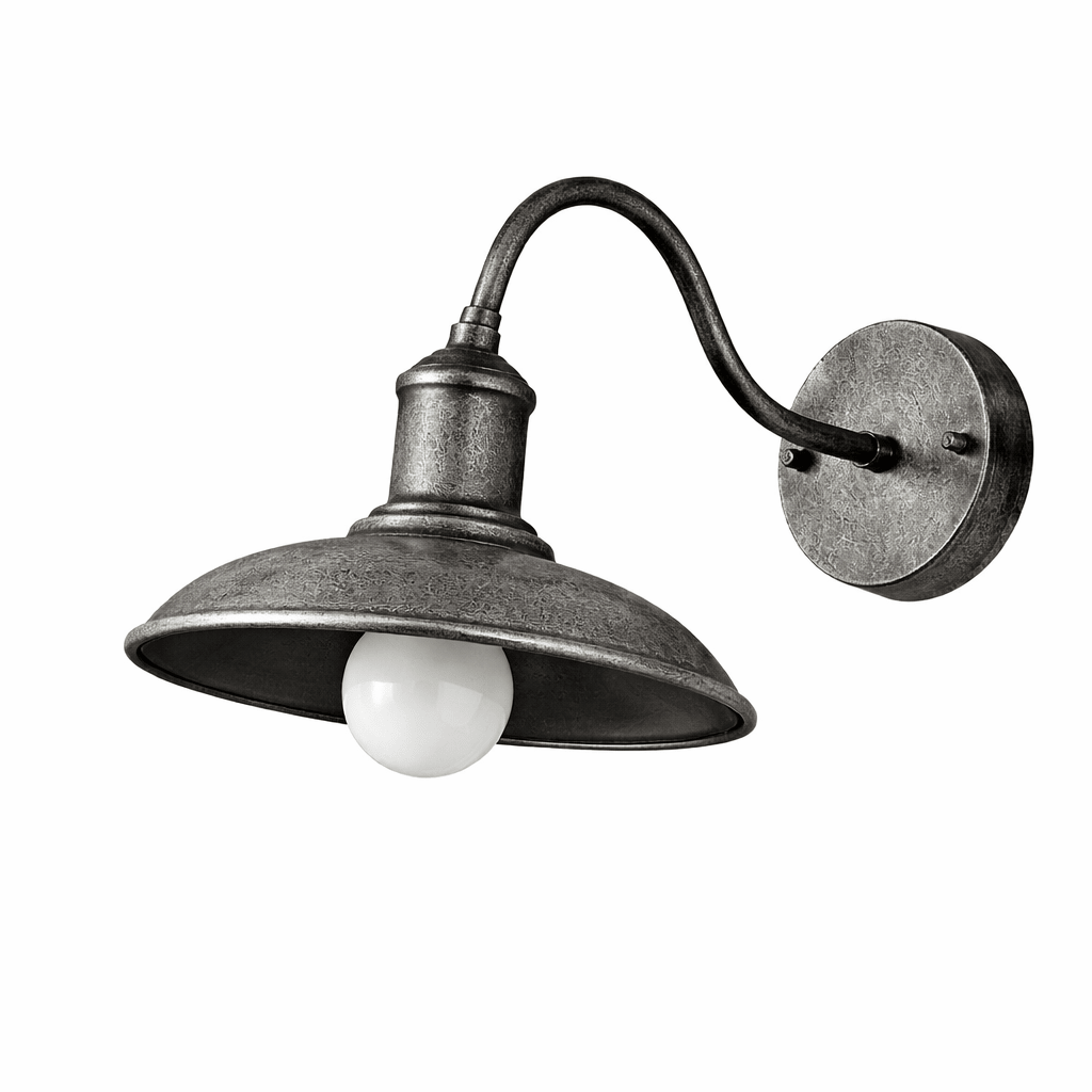 فانوس حائط خارجي كلاسيكي مع ذراع حديد صناعي LED وغطاء على شكل وعاء