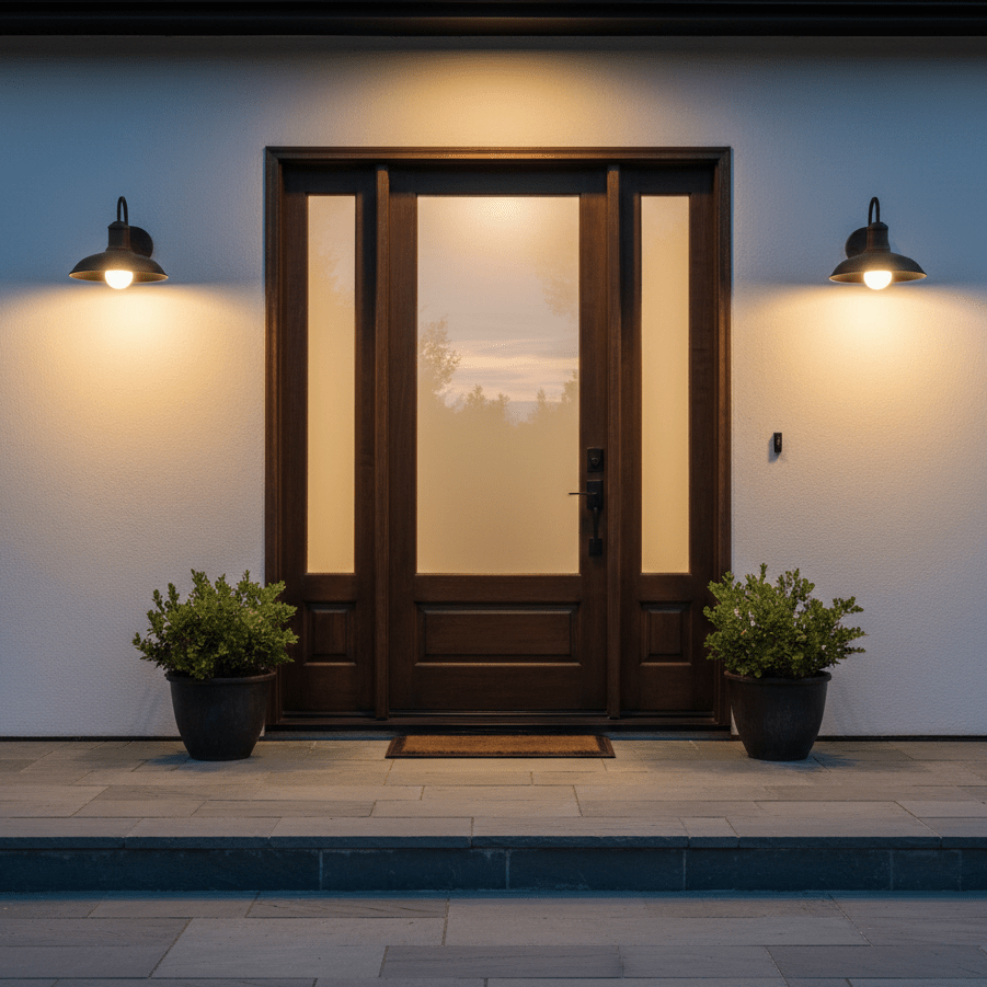 فانوس حائط خارجي كلاسيكي مع ذراع حديد صناعي LED وغطاء على شكل وعاء
