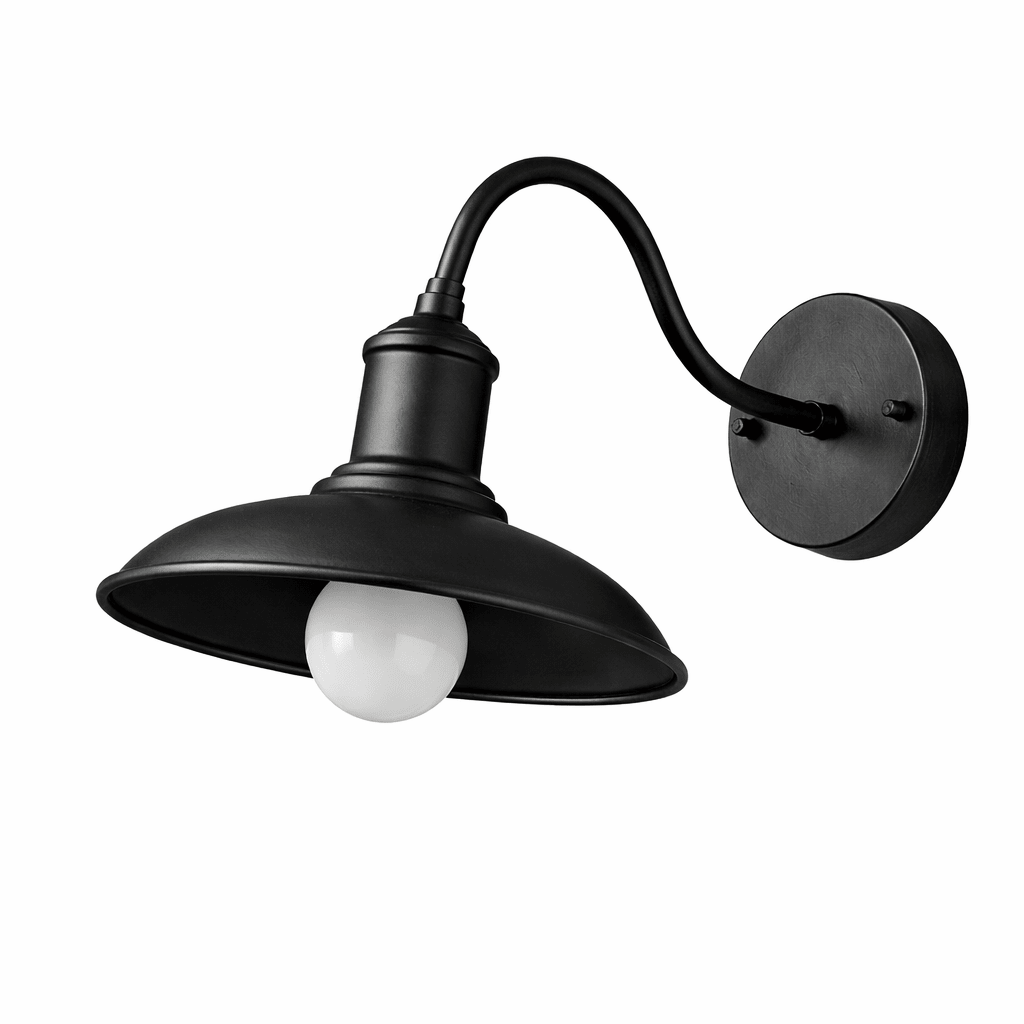 فانوس حائط خارجي كلاسيكي مع ذراع حديد صناعي LED وغطاء على شكل وعاء