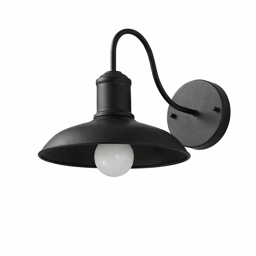 فانوس حائط خارجي كلاسيكي مع ذراع حديد صناعي LED وغطاء على شكل وعاء