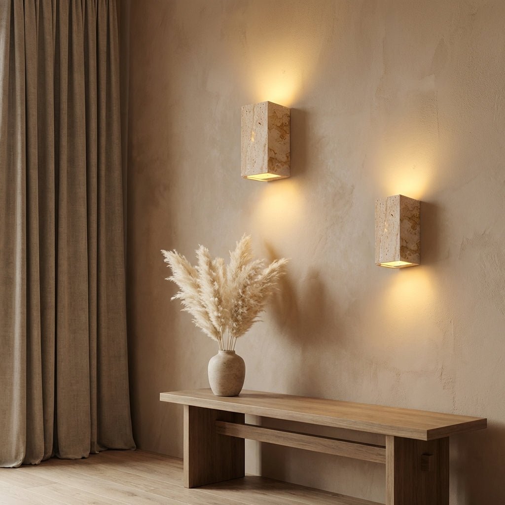 Travertin Opp Og Ned Utendørs Vegglampe Naturlig Stein LED Utvendig Vegglampe IP65