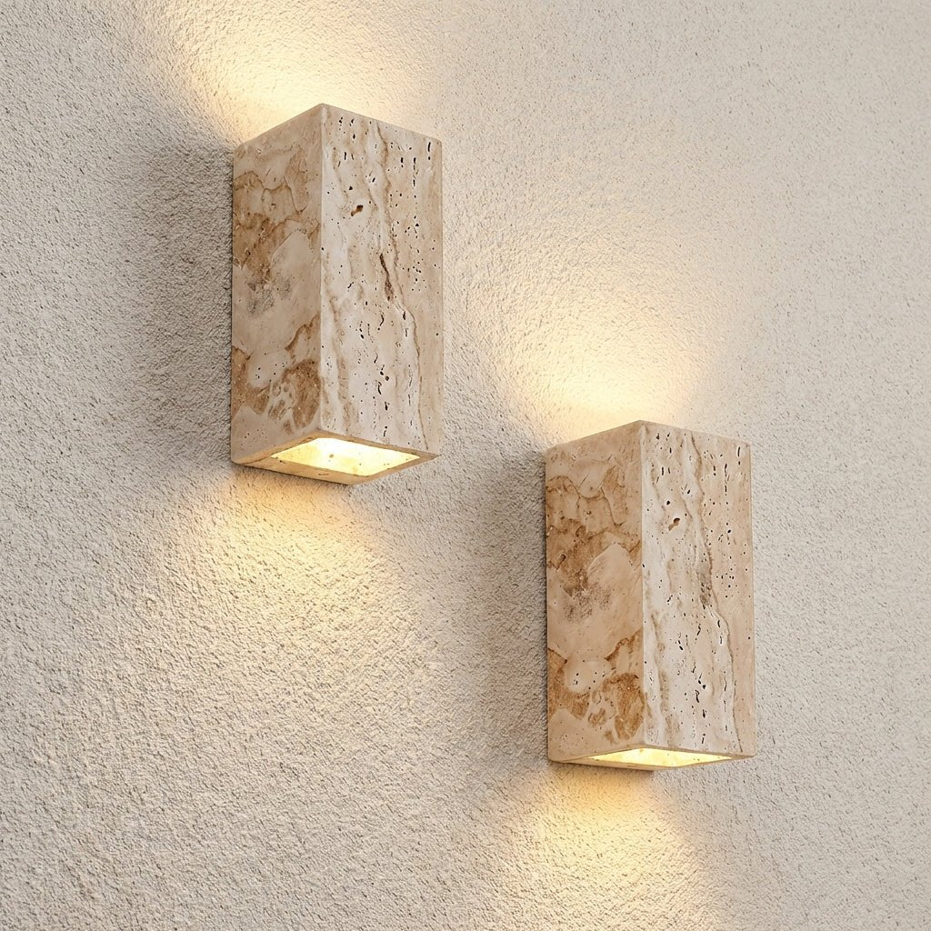 Travertin Opp Og Ned Utendørs Vegglampe Naturlig Stein LED Utvendig Vegglampe IP65
