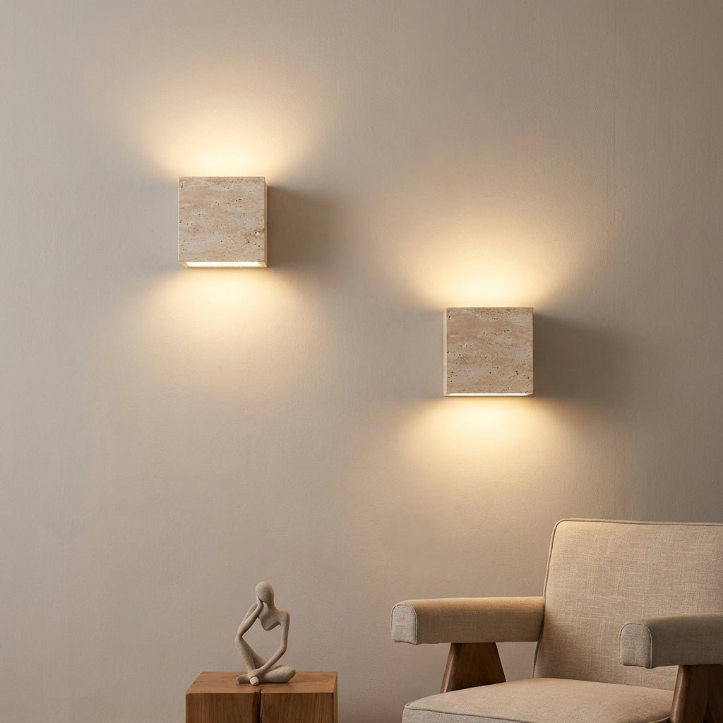 Travertin Opp Og Ned Utendørs Vegglampe Naturlig Stein LED Utvendig Vegglampe IP65