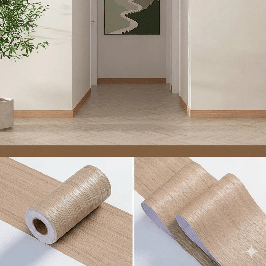 CasaForm Premium Wood Grain PVC Skirting Trim For Modern Decor
