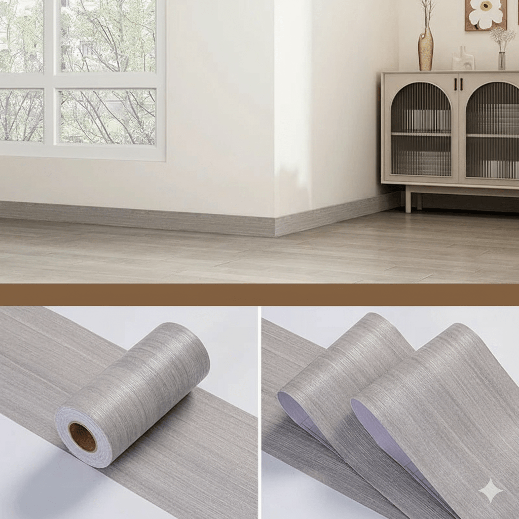 CasaForm Premium Wood Grain PVC Skirting Trim For Modern Decor