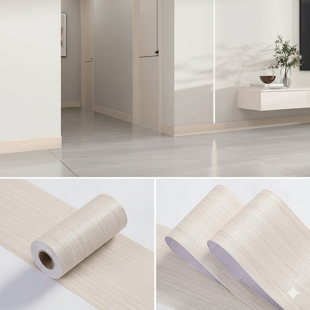 CasaForm Premium Wood Grain PVC Skirting Trim For Modern Decor