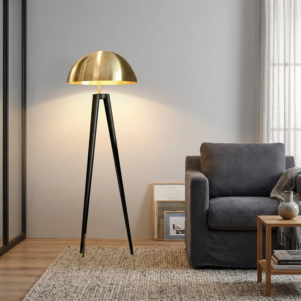 Trestativ Gulvlampe Med Arctic Cap Lampeskjerm For Stue Og Soverom