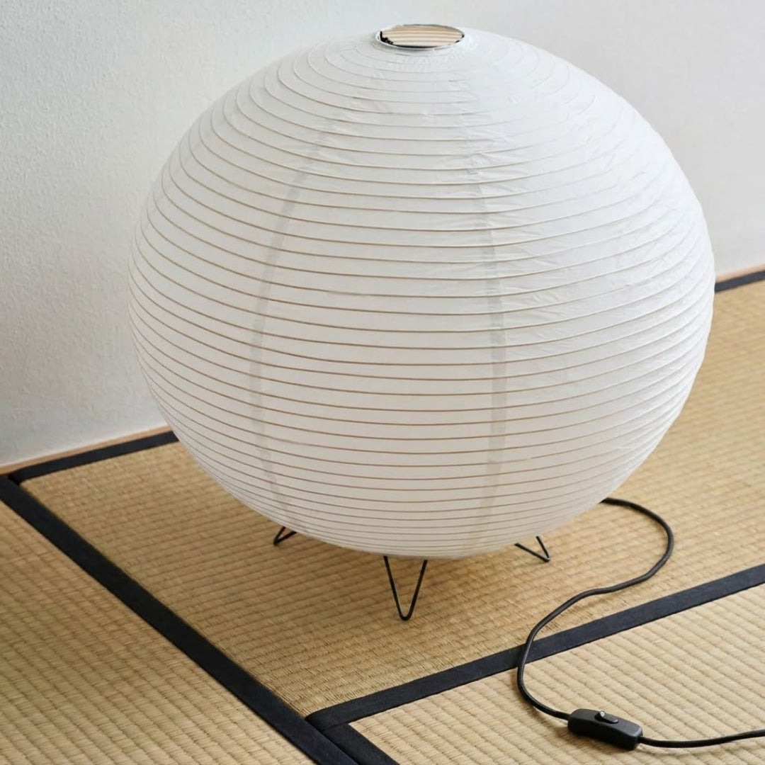 Elegant Table Lamp With Rice Paper Spherical Shade