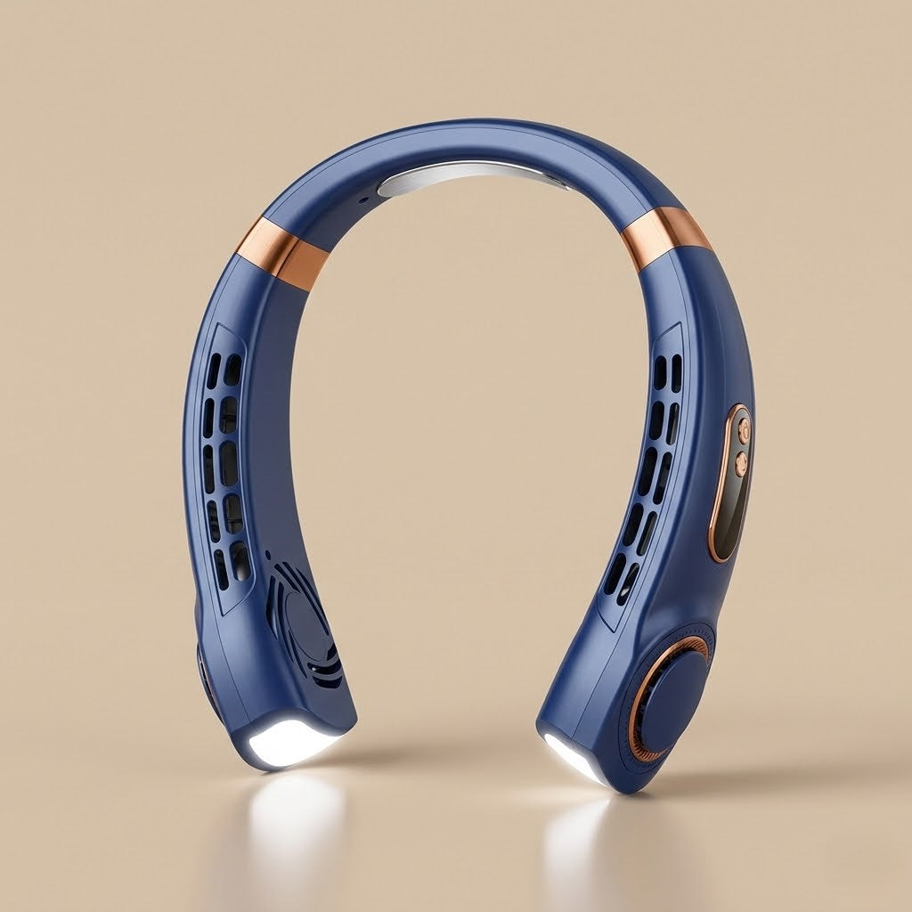 Portable Neck Cooling Fan Featuring Adjustable Airflow