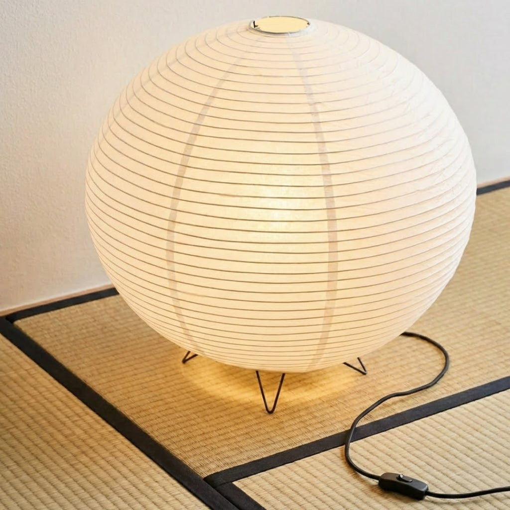 Elegant Table Lamp With Rice Paper Spherical Shade