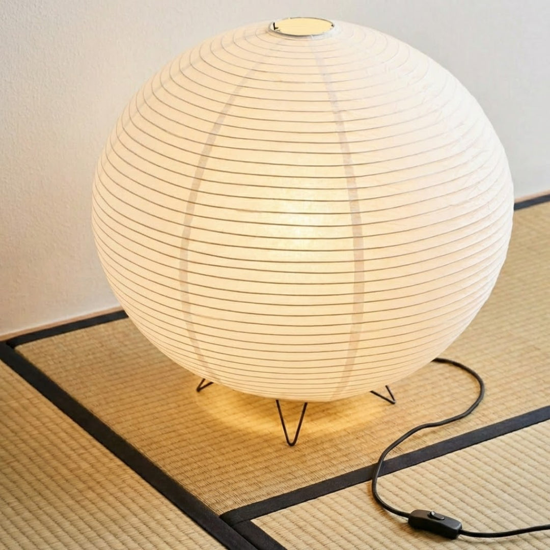 Elegant Table Lamp With Rice Paper Spherical Shade