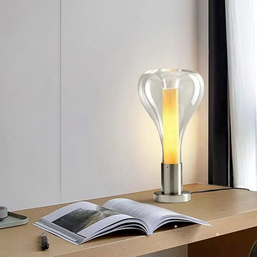 Aurelia Fluid Art Lampe mit lavainspirierter Glasskulptur und Ambientebeleuchtung